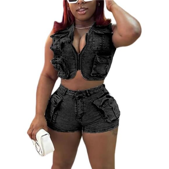 Denim Outfits for Women's 2 Piece Set - Picture 1 of 2